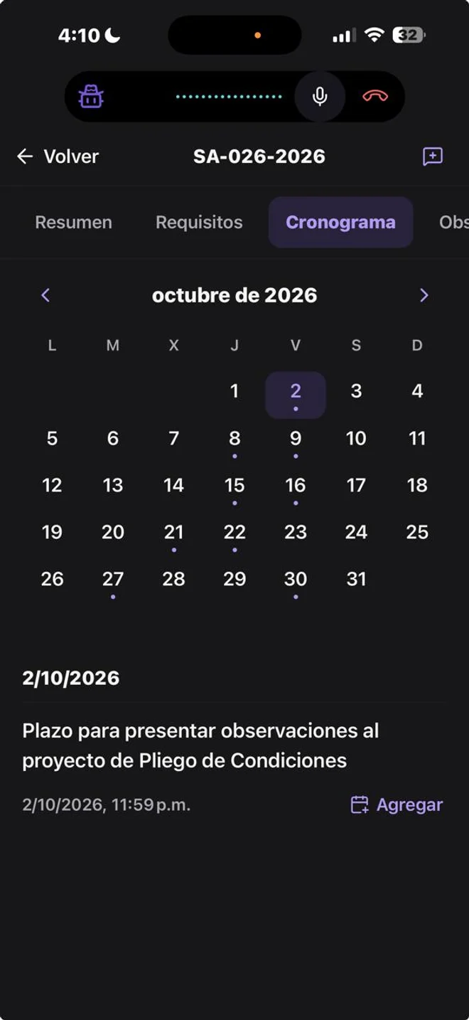 Poncho y el cronograma en la app de ConstancIA